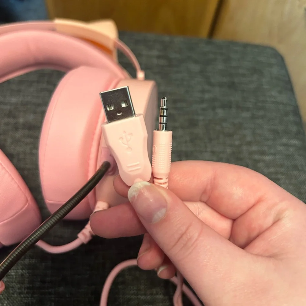 Pink kitty ear gaming headset